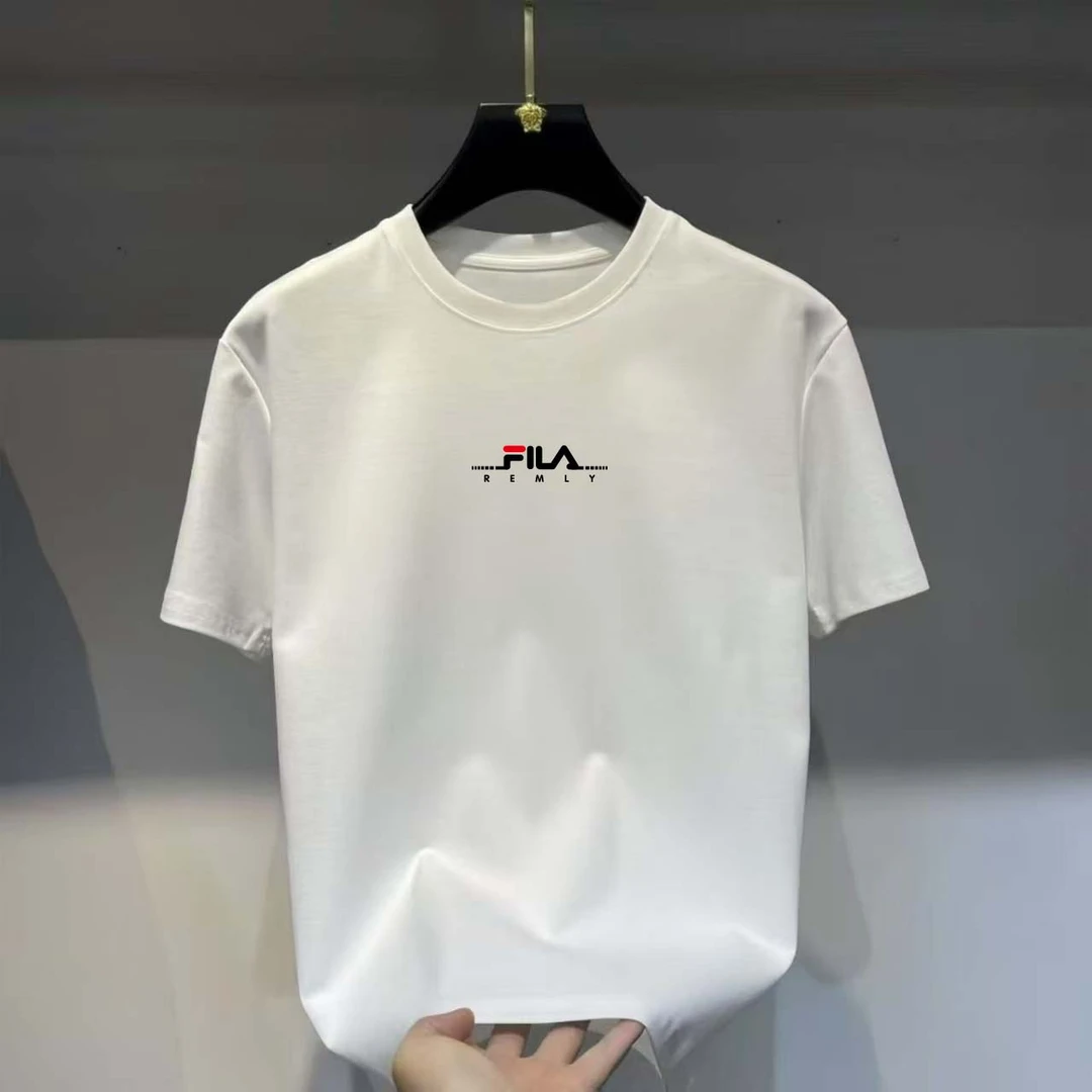 轻奢T恤短袖时尚百搭舒适透气百搭T恤男 半袖（虚线红F）冰爽棉