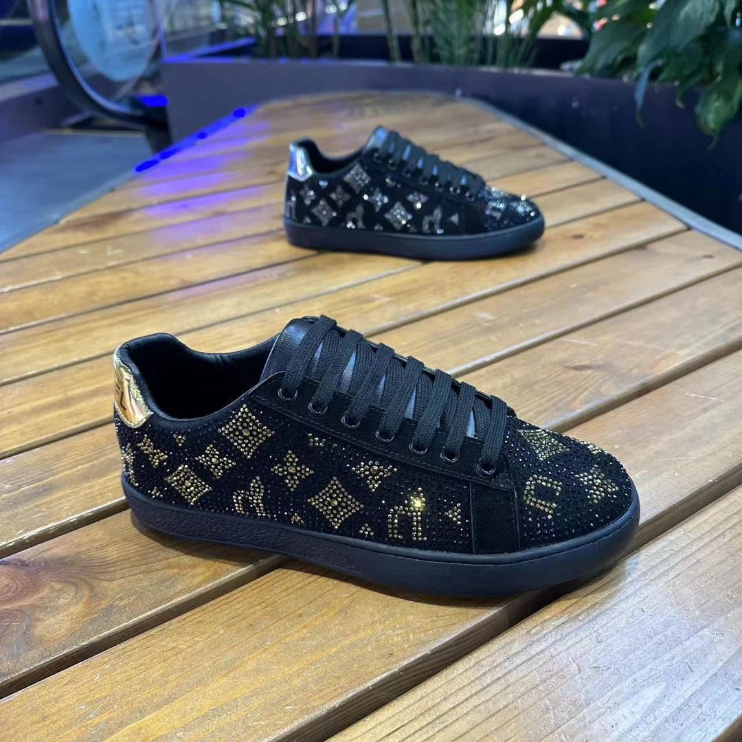 （单鞋）拼色6019透气布艺青少年休闲板鞋翻边圆头极简风板鞋