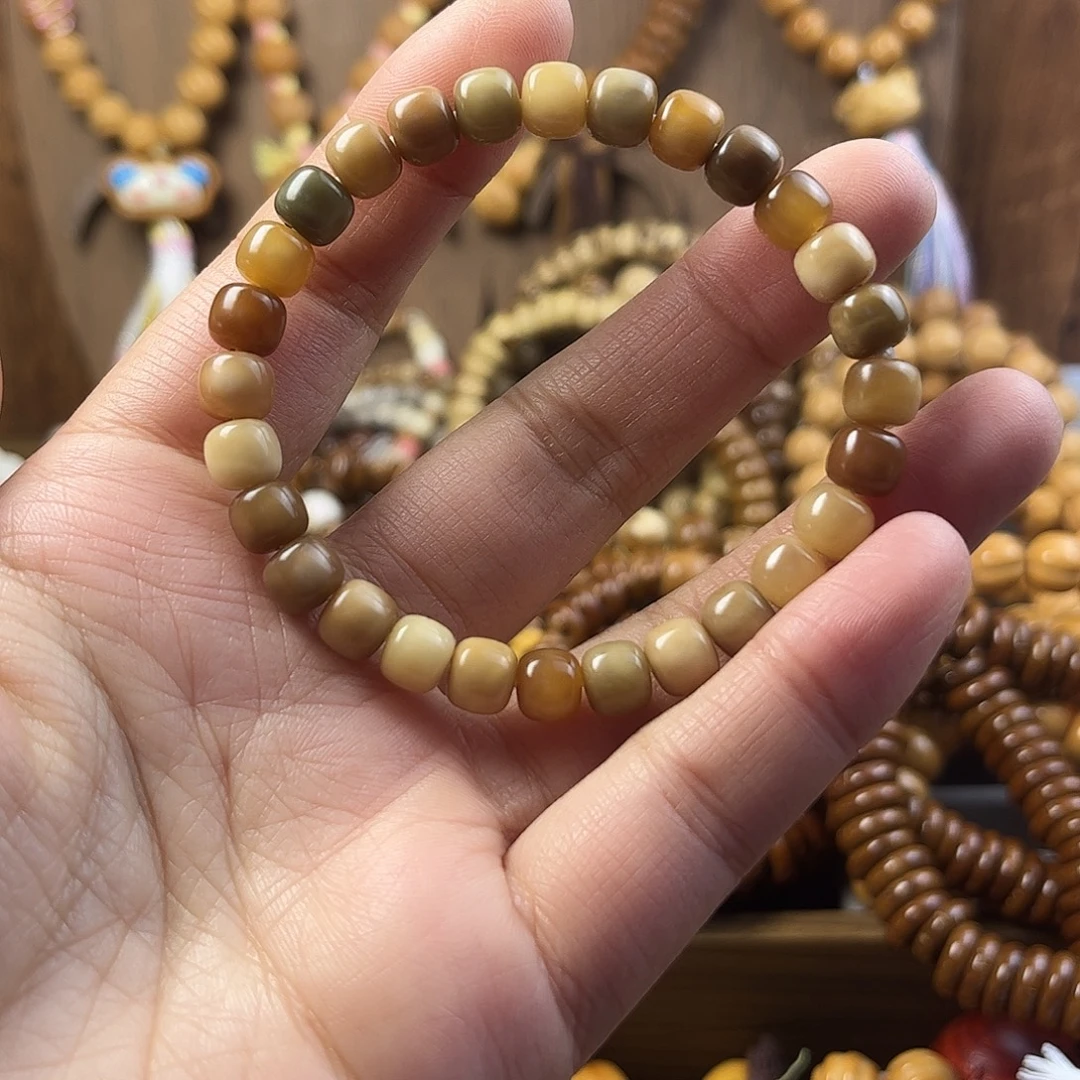 菩提根/象牙果吊坠彩色龙脊大肠手串