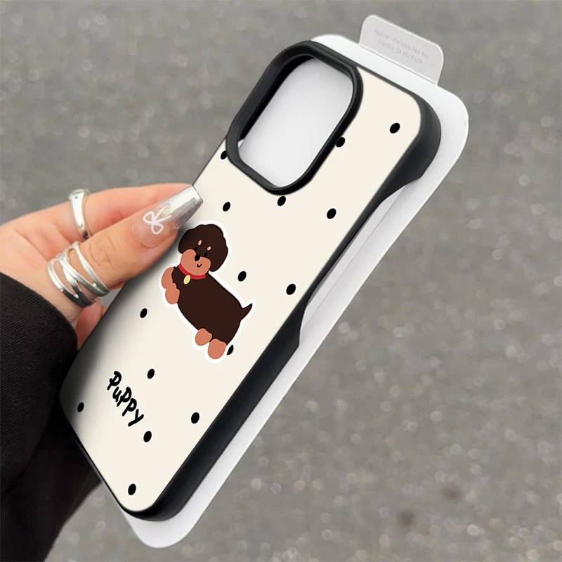 波点腊肠狗半包软壳适用苹果16/15promax手机壳iphone14/12/11/13