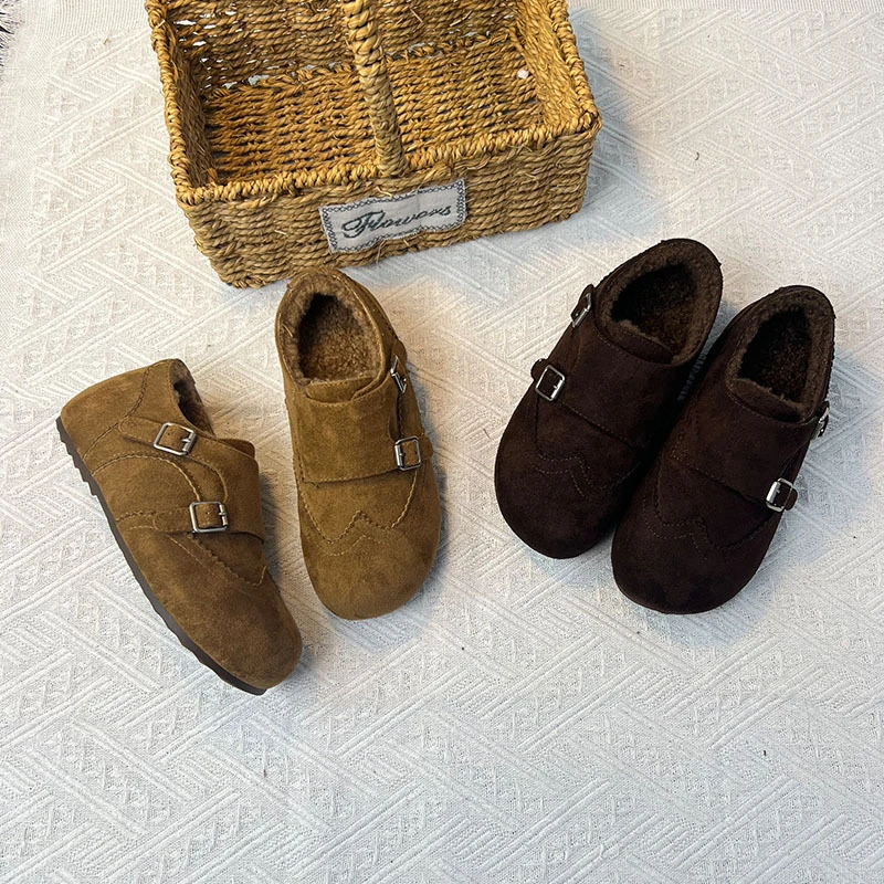 【增高2CM】加绒毛毛豆豆鞋女冬季新款轻奢高级感乐福鞋保暖真皮