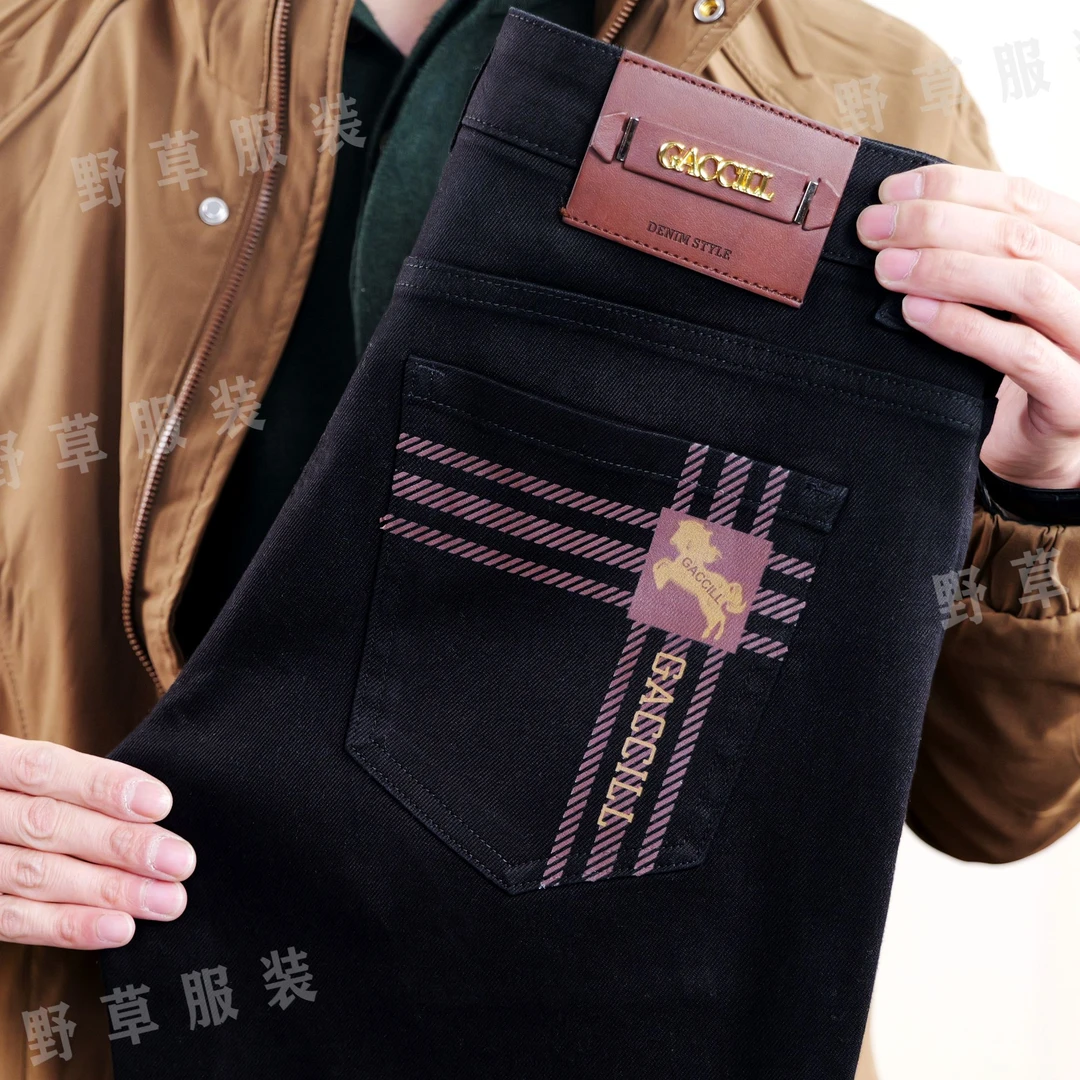 【冬季】高端柔软亲肤耐磨防掉色商务休闲黑色男士活力直筒牛仔裤