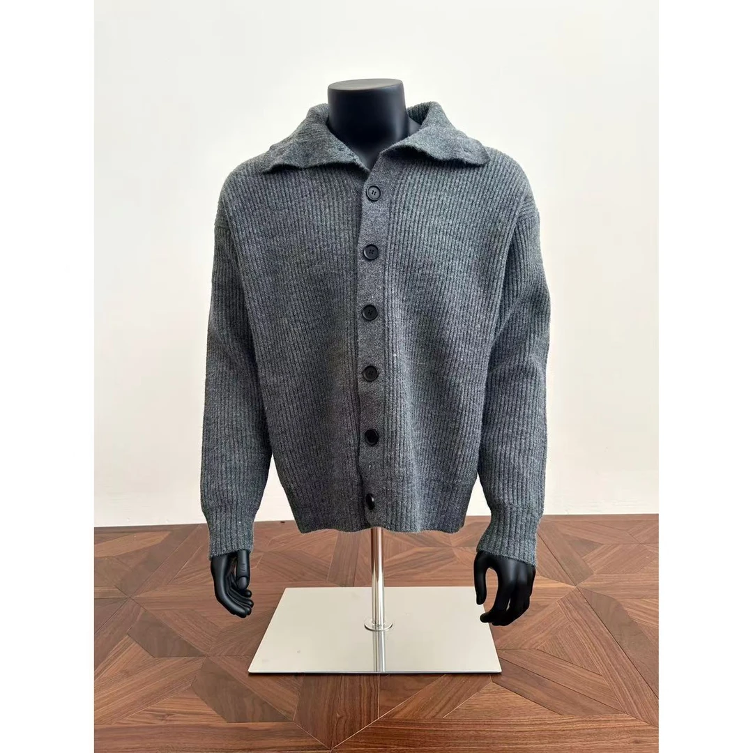 CHEUNG JASON美式复古华夫格慵懒氛围感针织开衫春秋毛衣外套男女