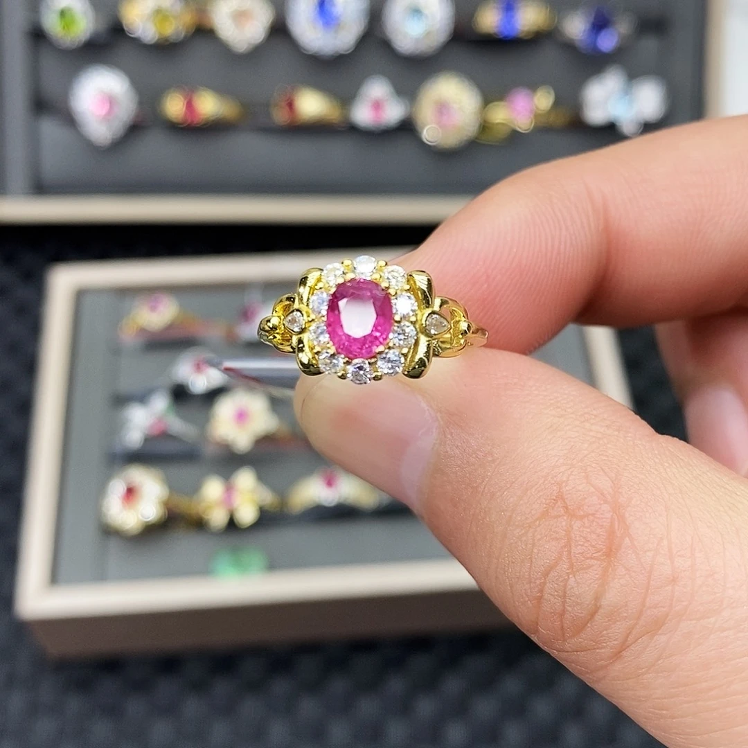 银S925镶嵌戒指红宝石