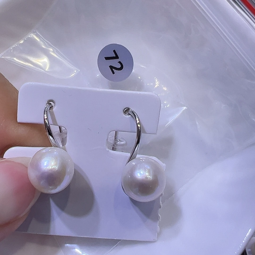 银S925镶嵌耳饰淡水珍珠