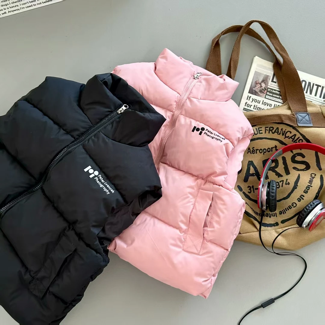 秋冬新款儿童女童亲子装男童立领棉厚款马甲