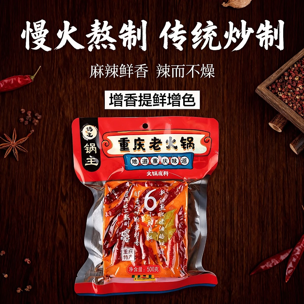 重庆老火锅底料500g家用牛油手工全型串串香懒人麻辣烫火锅节
