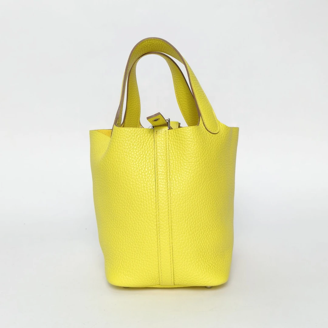 99新 Hermes/爱马仕 【双双】18 菜篮子 柠檬黄 TC皮 B刻 银扣