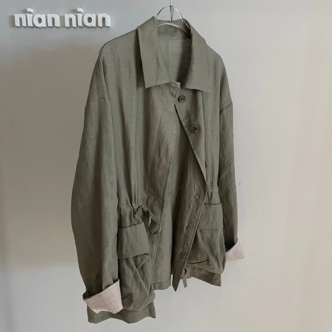 亚麻抽绳外套ll3235
