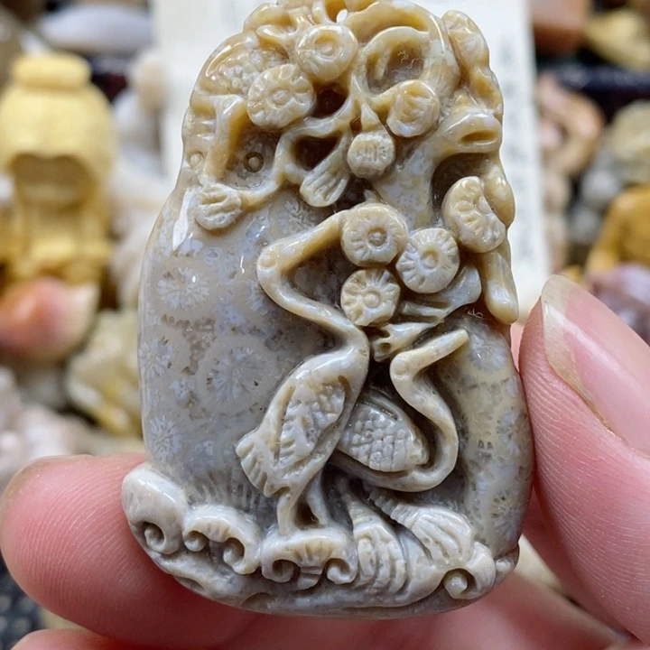 颈饰未镶嵌硅化珊瑚（珊瑚玉）