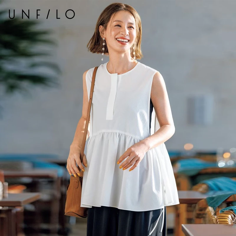 【UNFILO】气质时尚简约休闲透气性接触凉感BREEZEMOVE衬衫T恤女装