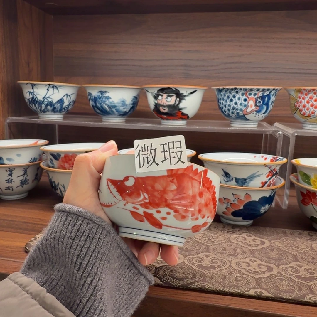 釉下手绘茶具微瑕