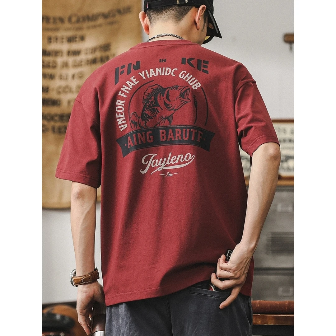 美式复古t恤男短袖夏季2025新款潮牌宽松休闲纯棉320g重磅上衣男