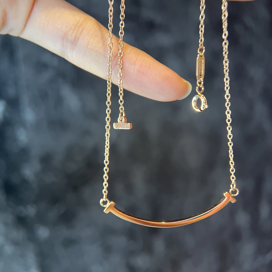 （柜版重版）18K彩金玫瑰金中号微笑链项链粗链水贝工厂气质锁骨链