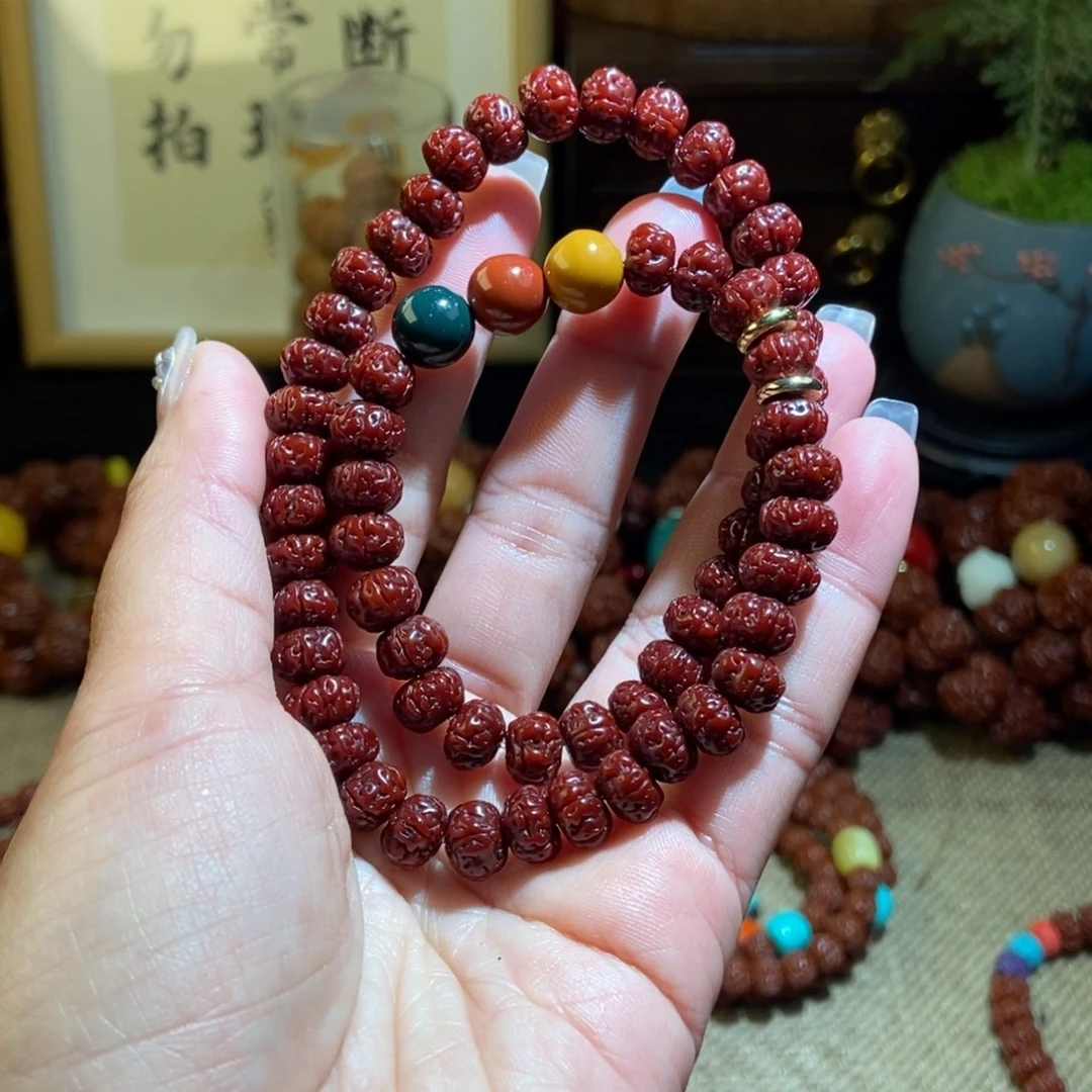 金刚菩提手串95玉化双圈红绿
