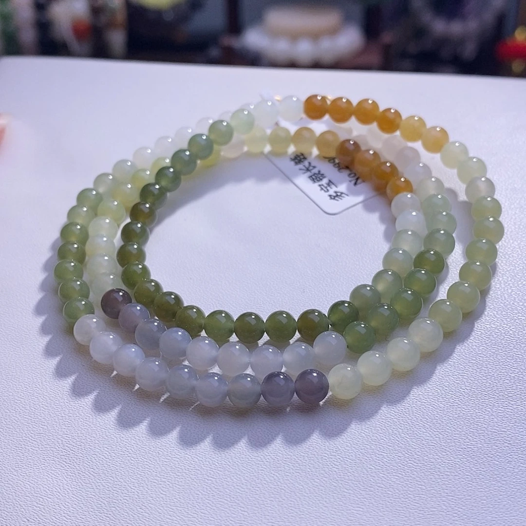 颈饰未镶嵌和田玉毕业级老坑料和田玉多宝珠链5m