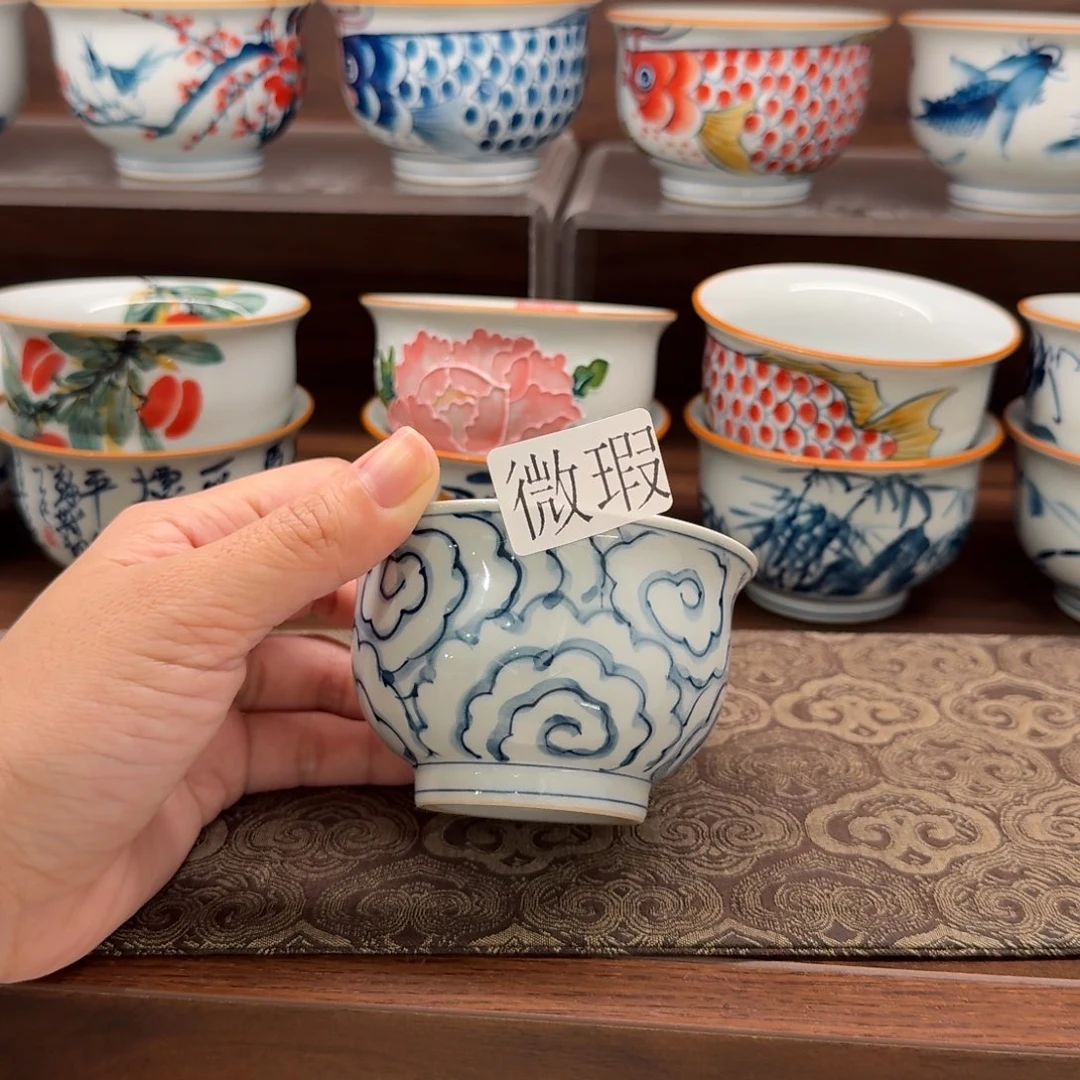 釉下手绘茶具微瑕