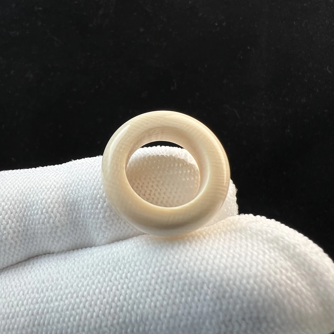 S1105天然猛犸牙跑环戒指内径12.5mm支持鉴定 假一罚四