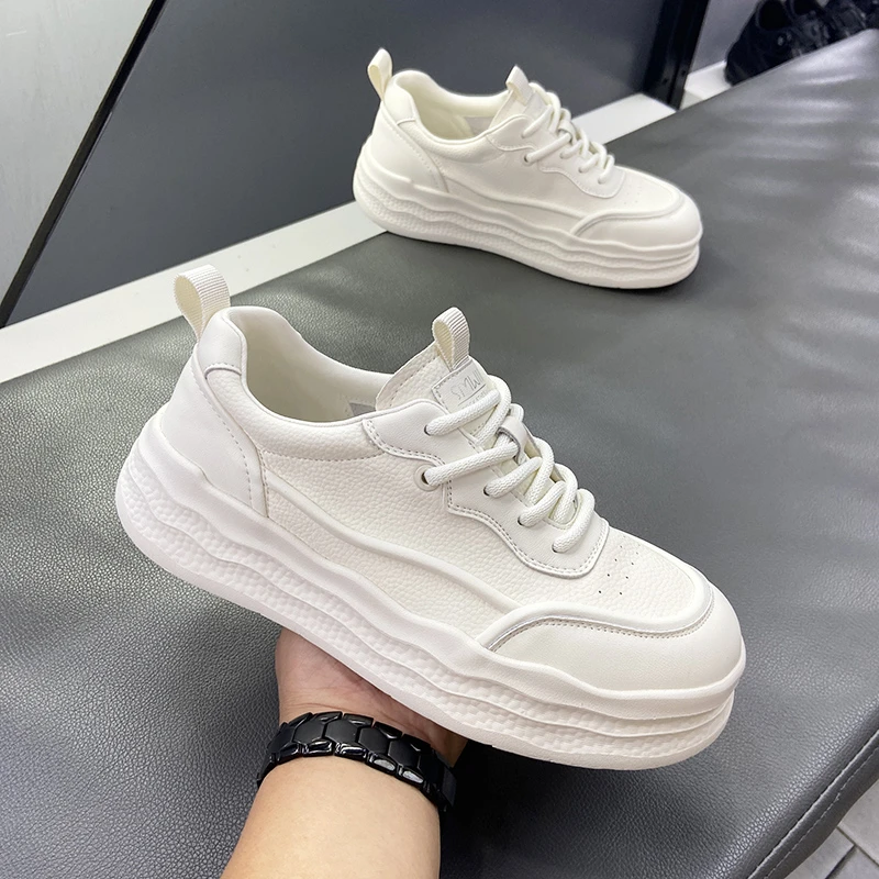 【米格格女鞋】秋季2025百搭轻奢小白鞋真皮久穿不累小个子休闲板鞋
