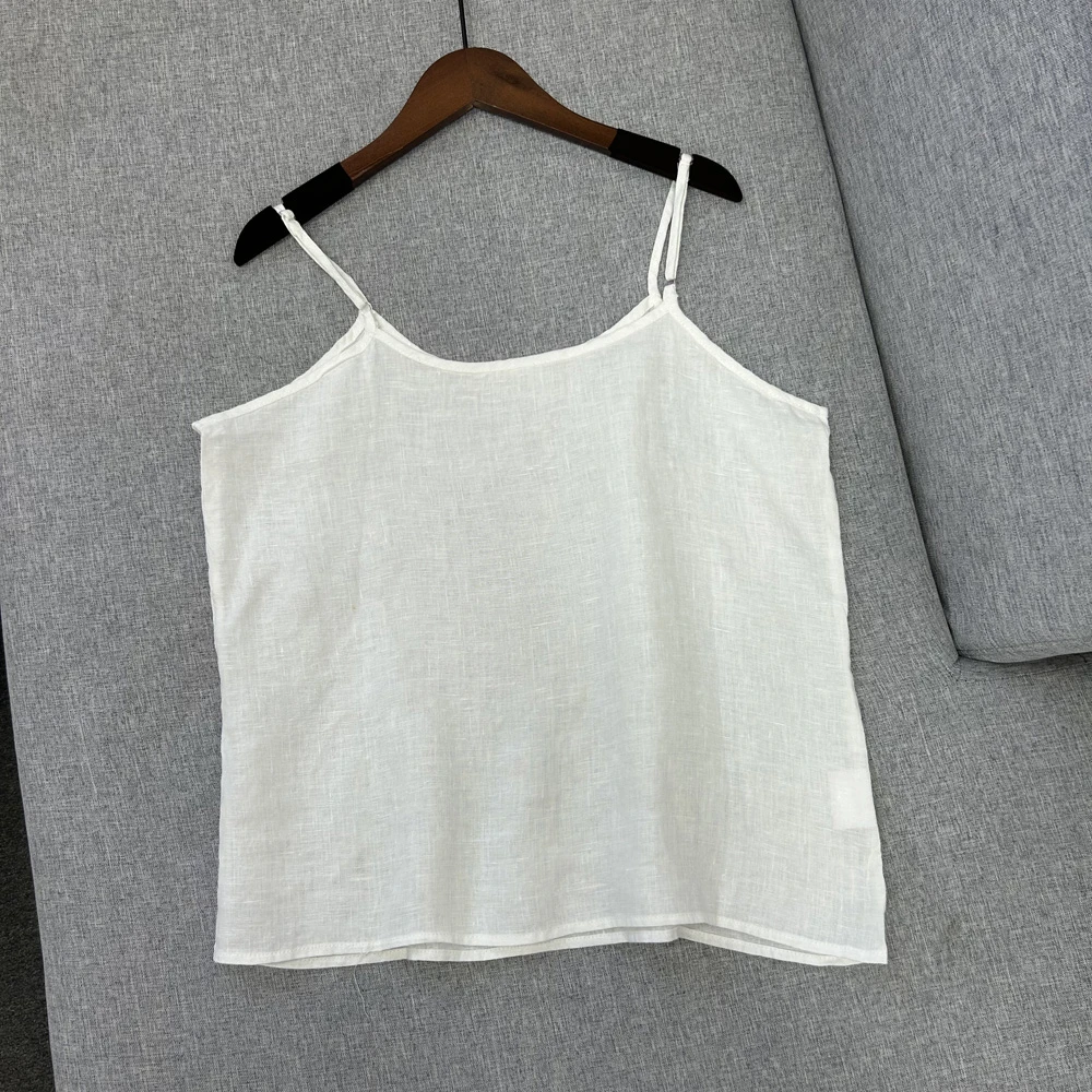 色织汉麻【衣长58-78】水洗高支亚麻吊带背心百搭女士背心打底夏季