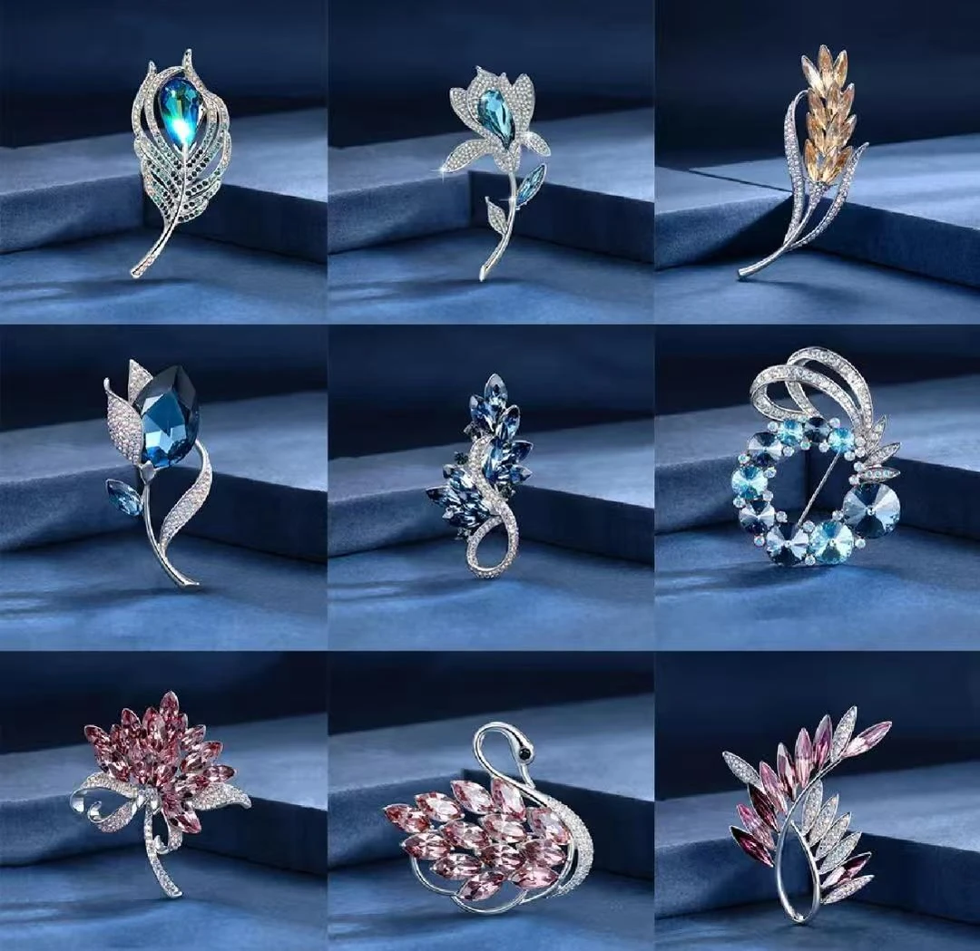 合金亚克力胸针 法式拼色奢华胸针胸花经典甜美风首饰