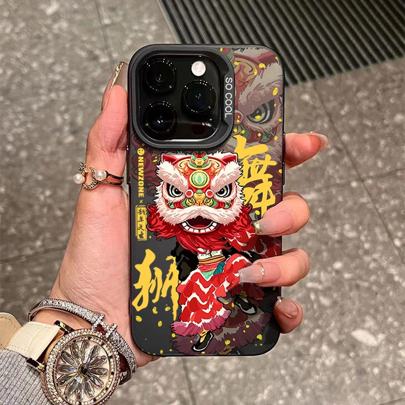 新年大吉舞狮适用苹果16/15手机壳iphone14Promax元气13软胶12/11