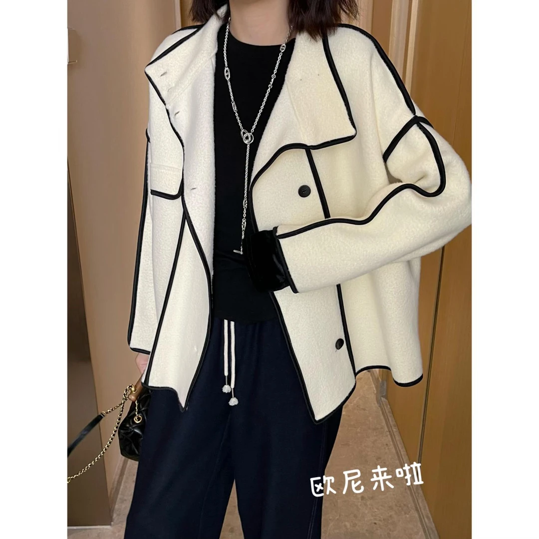 欧尼家【春不晚】复古撞色气质上衣WT1532