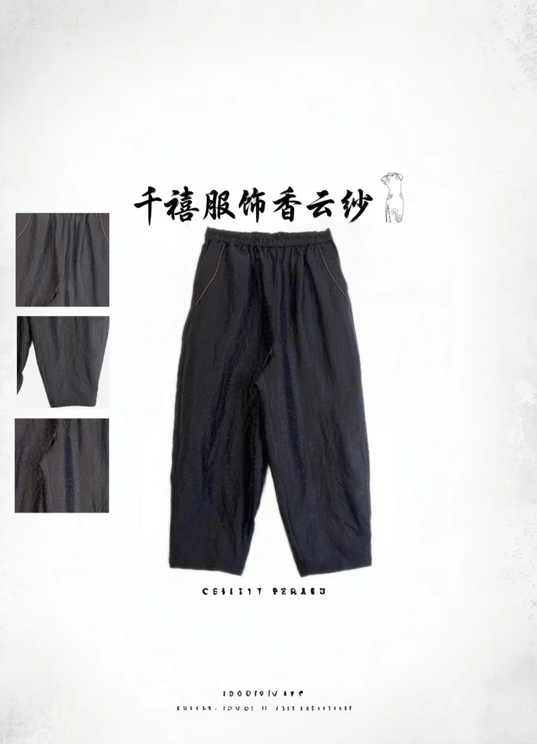 【千禧专属】1121女装单穿宽松减龄桑蚕丝香云纱原龟休闲小脚裤