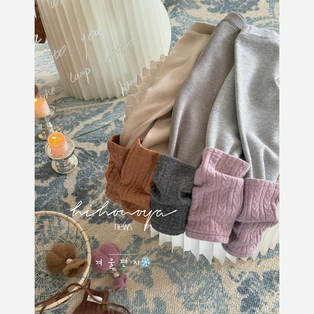 【升温裤】十Hihoniya~2025冬季宝宝撞色保暖洋气毛线袜套打底裤