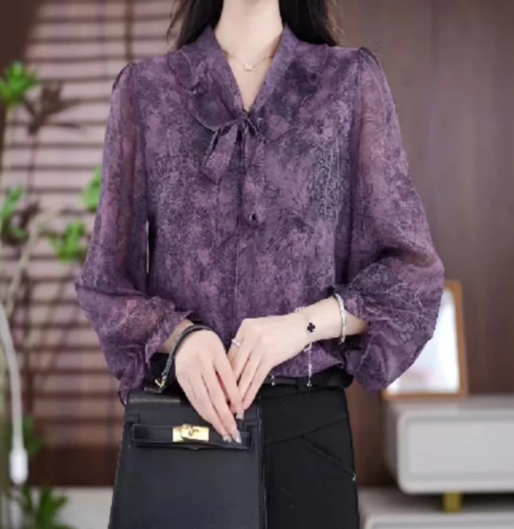 2025衬衫飘带百搭洋气春秋显瘦网红同3款气质迷人859
