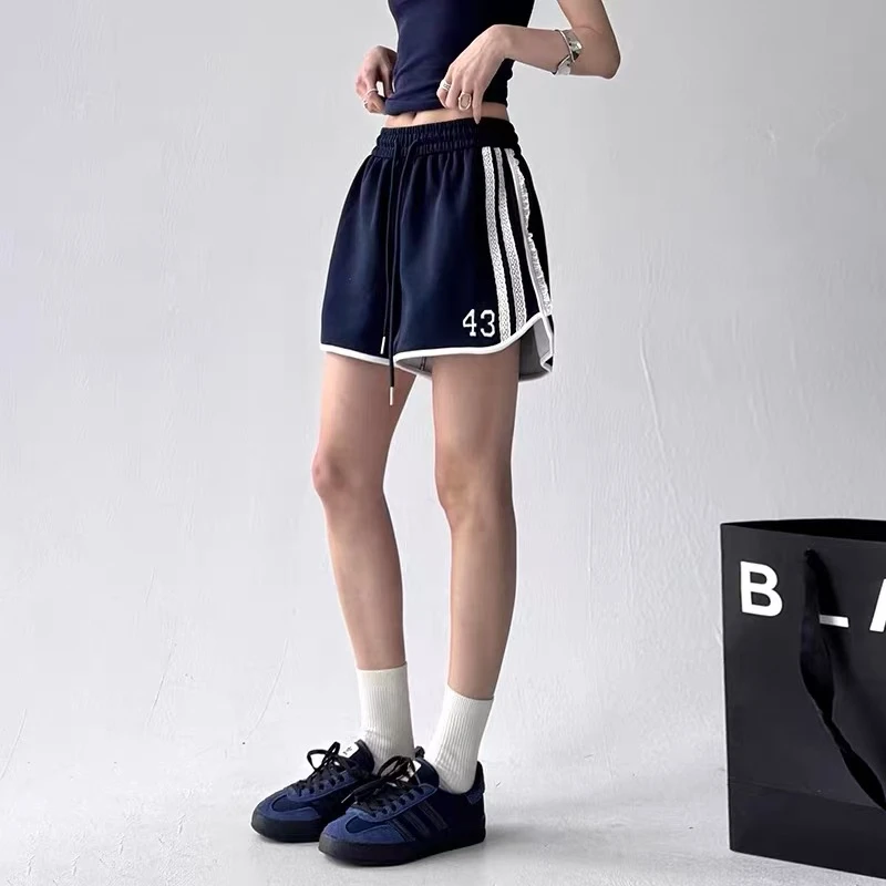 「阿男Anna」 43号蕾丝短裤  超松弛韩版花边运动短裤 036-6721