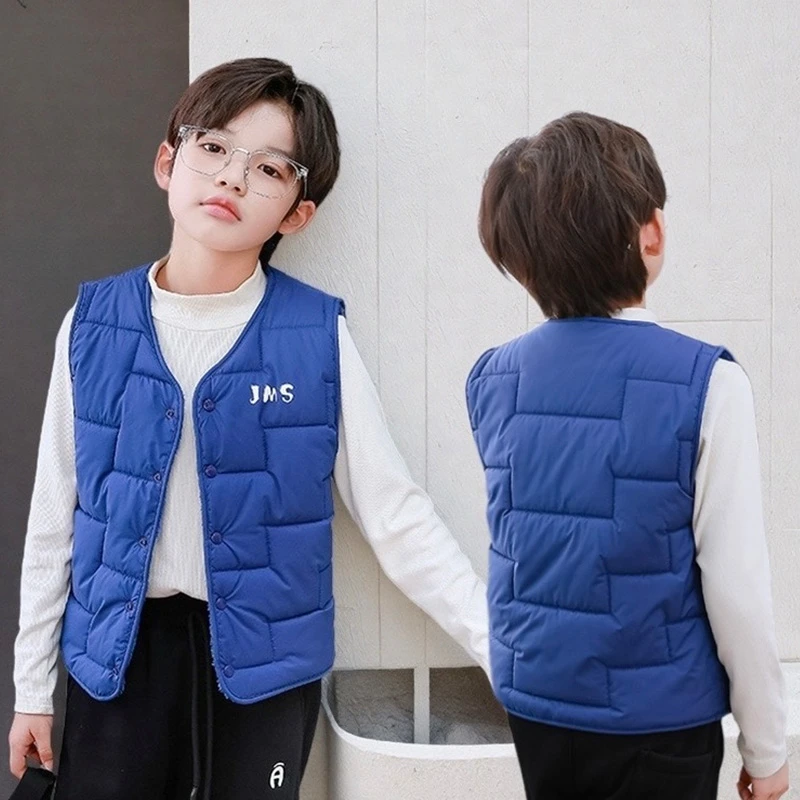 中大童加绒加厚男童女童学生保暖内外穿2025秋冬款棉马甲校服神器