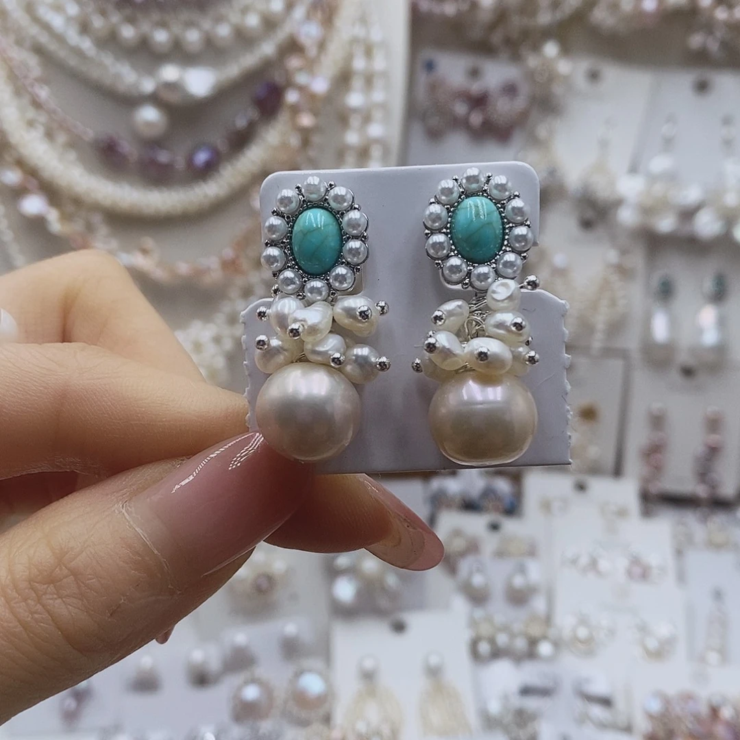 淡水珍珠耳饰银S925镶嵌