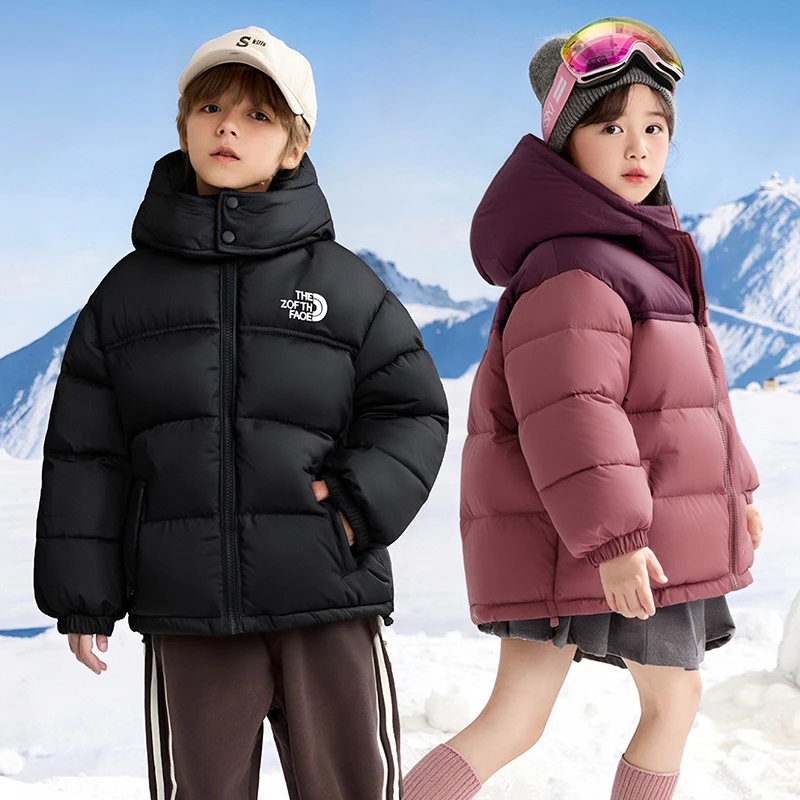 2025秋冬新款男女中大童时尚拼色短款棉袄大码亲子装外套冬