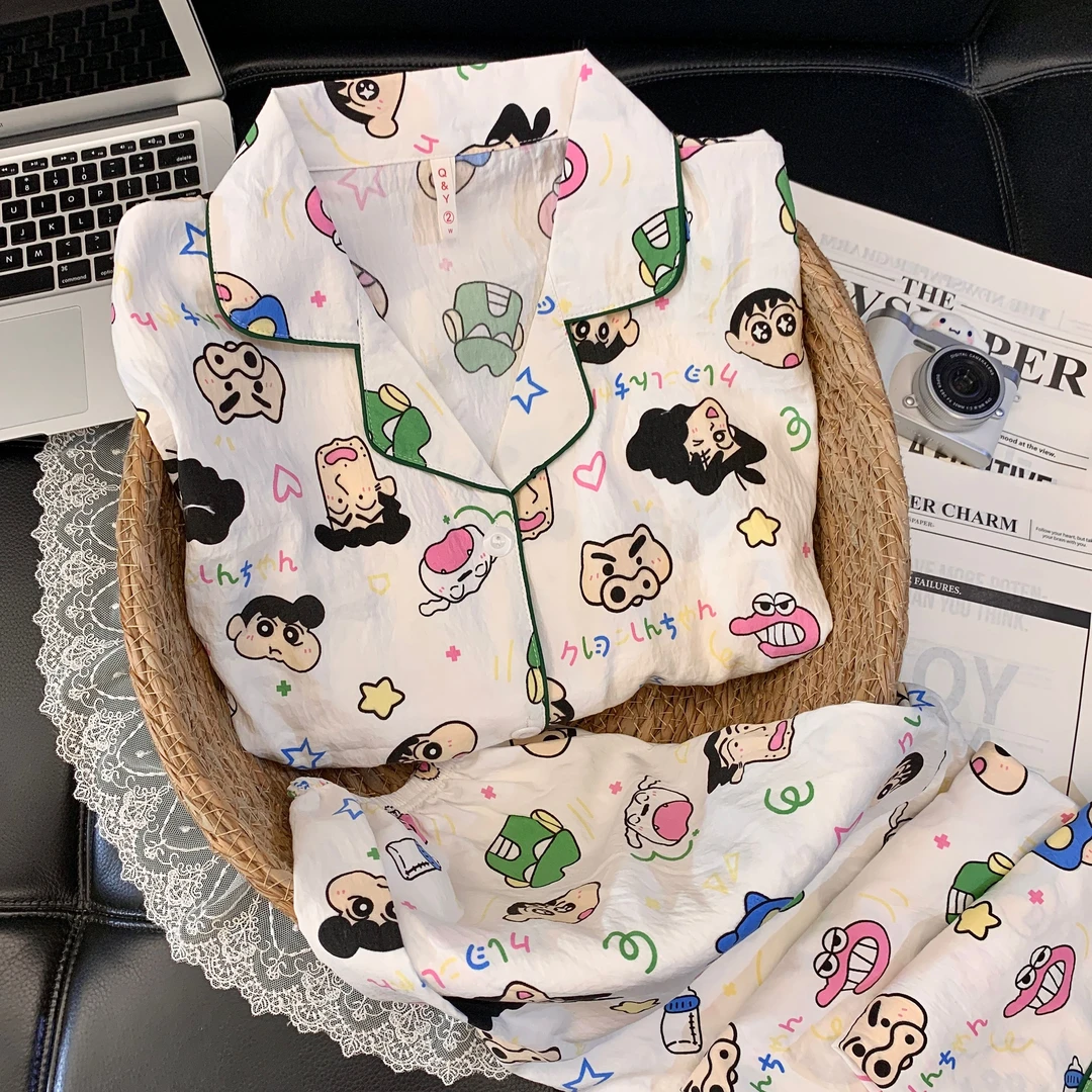 【长袖鳄鱼小新】长袖云朵绵春秋卡通睡衣可爱家居服套装