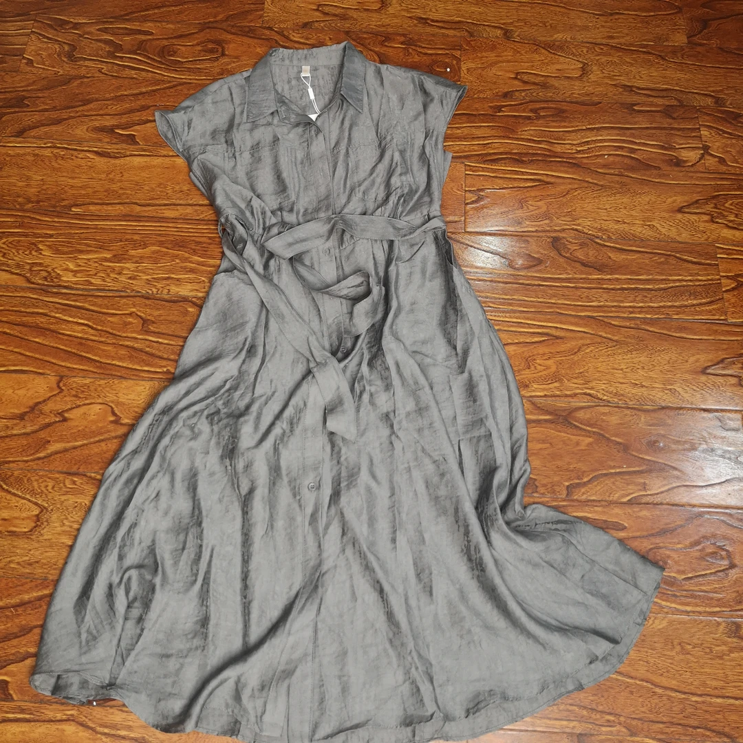 衬衣领长款气质减龄显瘦时尚连衣裙