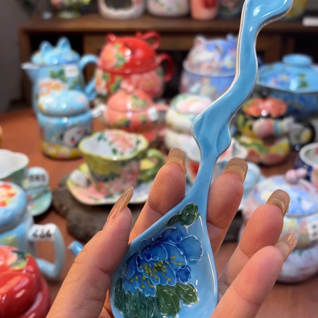 瓷片景德镇手绘高温釉下彩陶瓷茶具