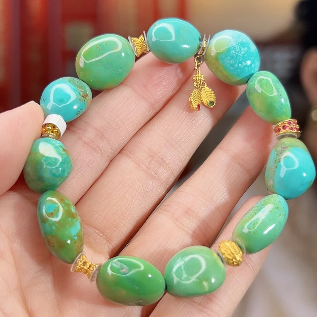 绿松石18K金镶嵌珠宝奇石