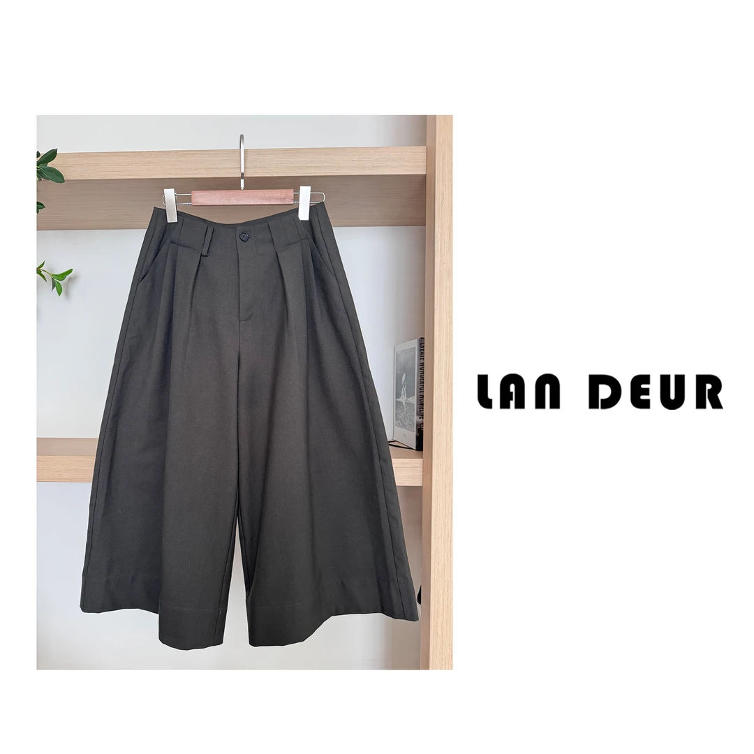 JIUJIU【南法度假】绵羊毛时尚休闲百搭气质宽松简约通勤七分裤