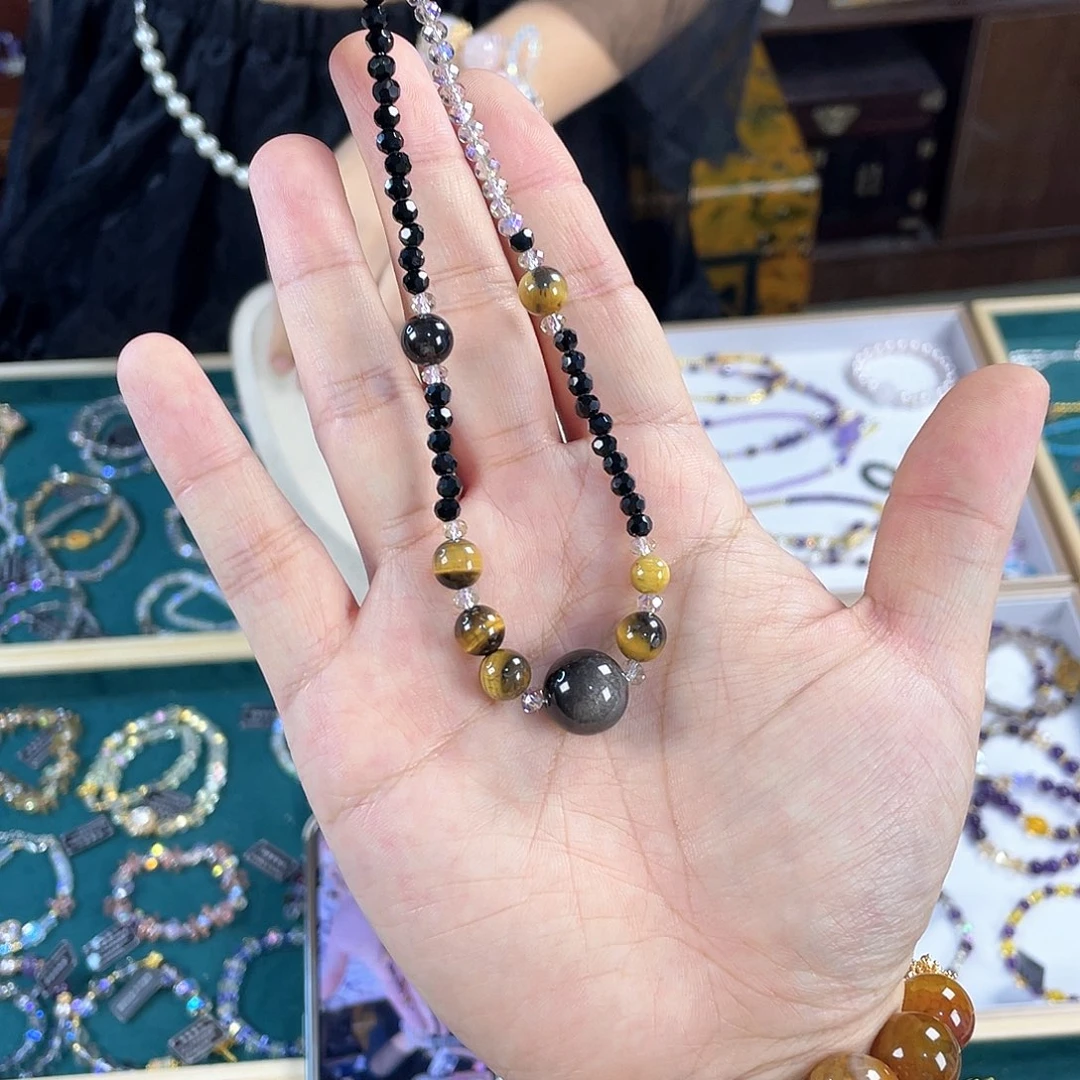 水晶手链银S925镀金镶嵌