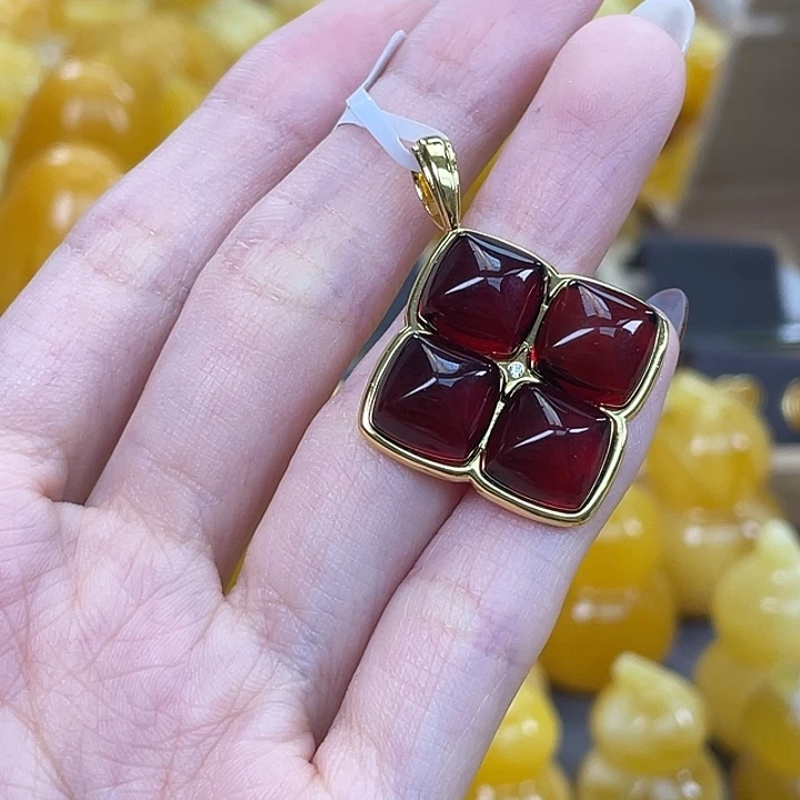 茉***菟琥珀银S925镶嵌珠宝奇石琥珀蜜蜡J