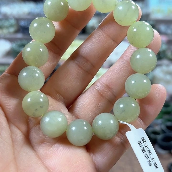 和田玉手链未镶嵌新疆若羌黄口料青花卡14