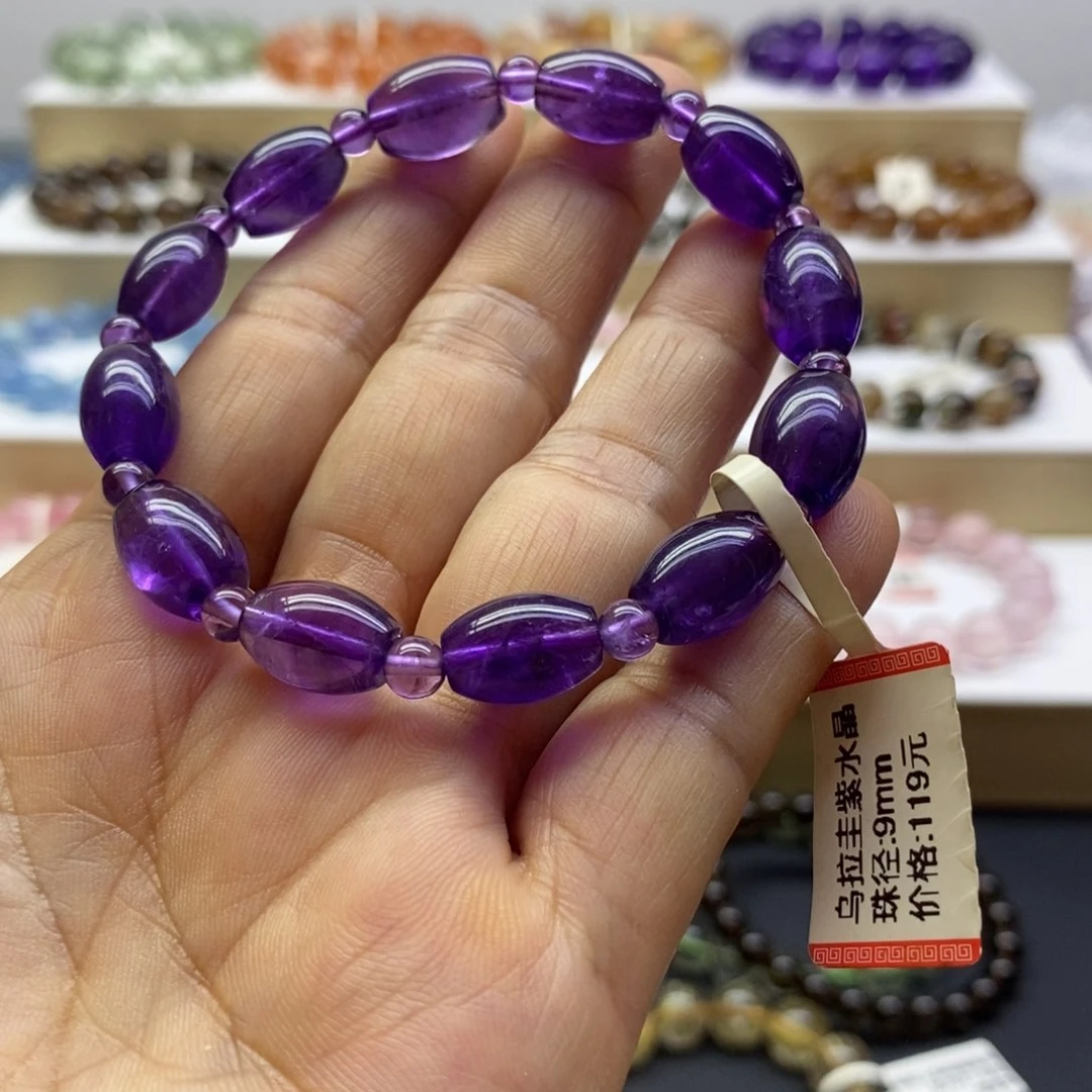 水晶手链未镶嵌乌拉圭紫桶珠