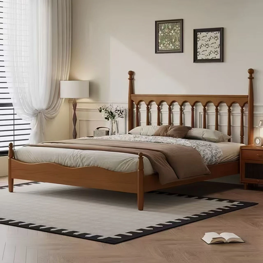 中古风简约实木床温莎床家用白蜡木1.8米双人床次卧1.5床抽屉高箱