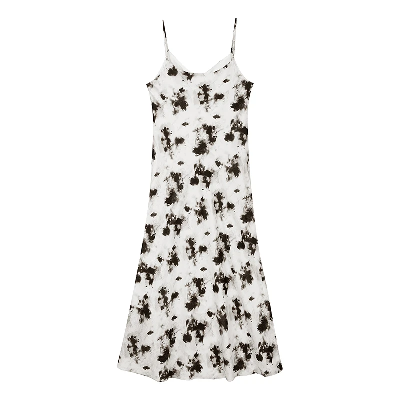 【籽言专属】艺术感印花吊带裙W6058