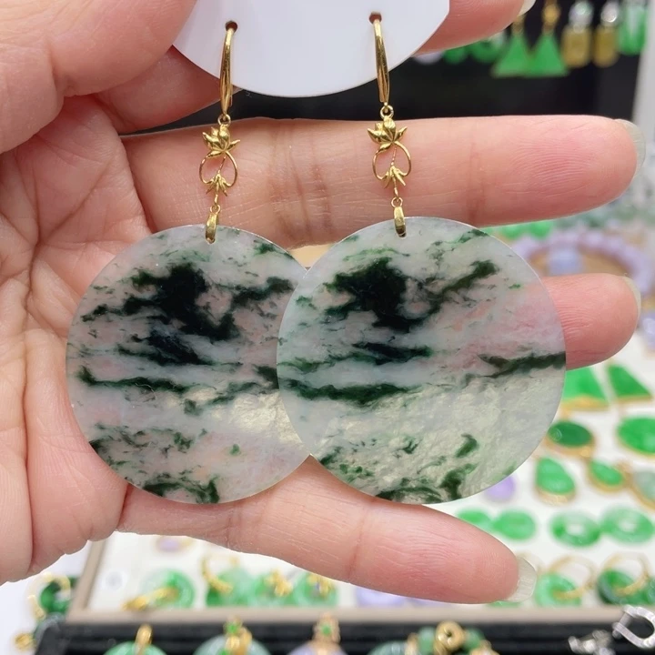 翡翠18K金镶嵌耳饰