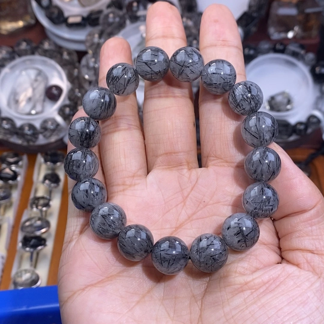 手链未镶嵌水晶12mm黑发晶满矿料