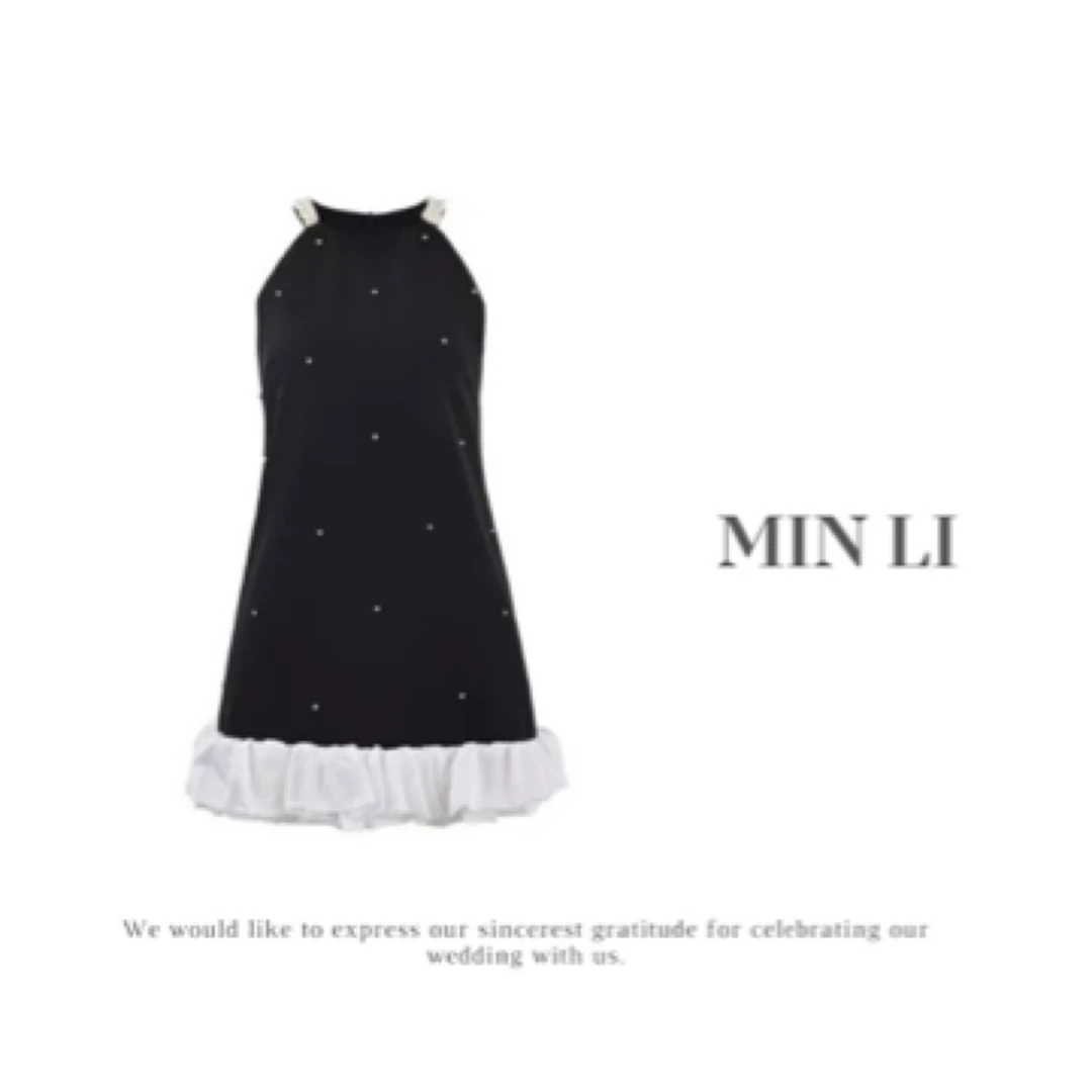 小米自留 【 MIN LI 】设计师款高级质感贵妇黑色连衣裙无袖