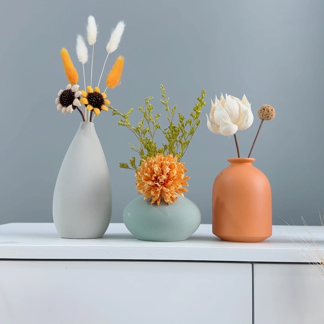 摆件陶瓷花瓶摆件含花总高约20-30cm