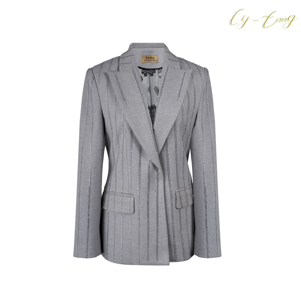 【彤姐原创】冬季显瘦时尚轻奢气质丝线简洁西装小西装西服W24B008